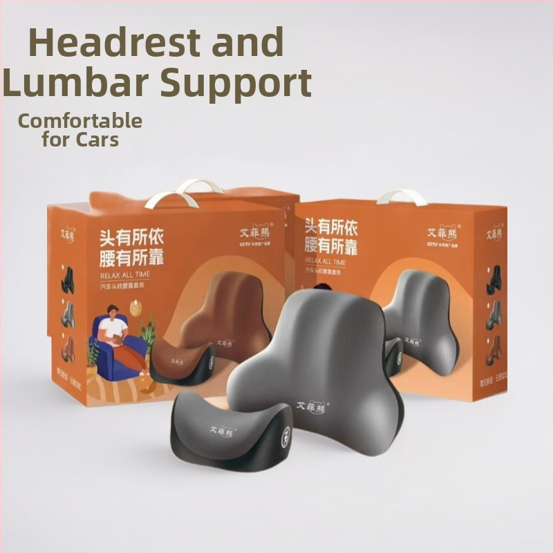 Effie Bear Autófejtámla és lumbális párna készlet memóriahab töltettel, műplüss huzattal, egyszínű, egész éves használatra