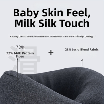 Kelioninis pagalvėlis iš atminties putų, U formos kaklo pagalvė, pieno veliūro užvalkalas, modernus minimalistinis stilius