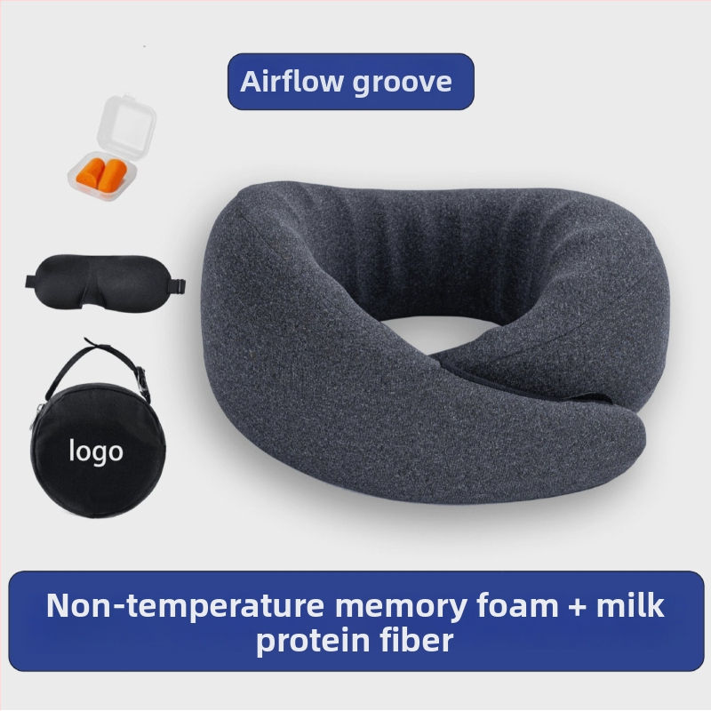 Kelioninis pagalvėlis iš atminties putų, U formos kaklo pagalvė, pieno veliūro užvalkalas, modernus minimalistinis stilius