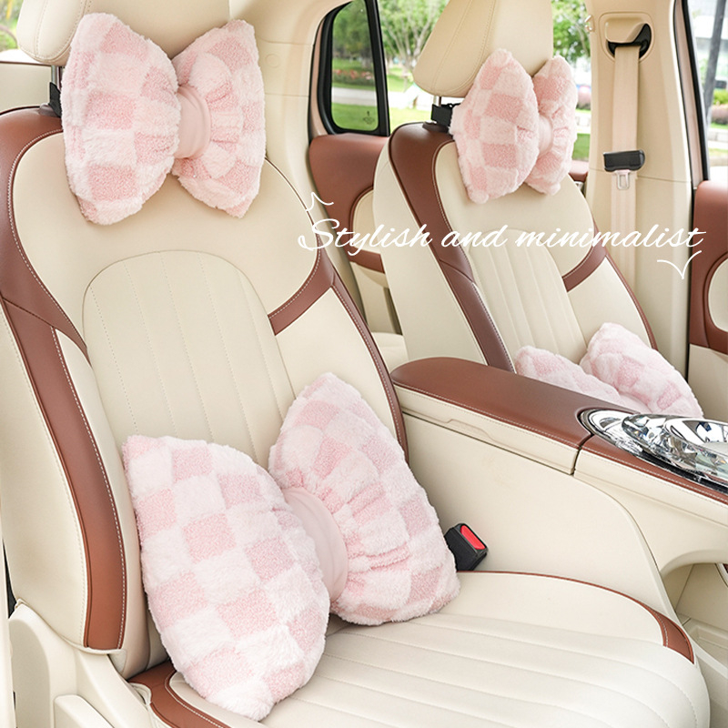 Autóhoz fej- és deréktámasz – külső: természetes rost, mind a négy évszakban használható, minimalist stílus, univerzális autó kompatIBILitás