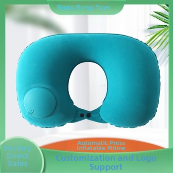 Pripučiama U formos kelioninis kaklo pagalvis su flokingo danga, oro užpildymas, universalus suderinamumas, svoris iki 0,5 kg