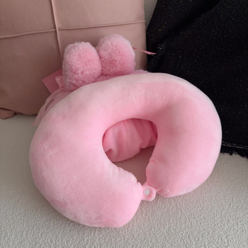 Cartoon Melody U-formos kelioninė pagalvė su gobtuvu, poliesterio užpildas, kristalo veliūro audinys