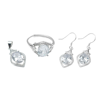 Set nakita od 925 srebra sa cirkonovima – naušnice, ogrlica i narukvica; korejski stil; motivi zvijezda mjesec nebo (925 silver; Zircon inlay; Earrings + Necklace + Bracelet; Korean style; Star/Moon/Universe pattern)