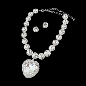 Set nakita: ogrlica i naušnice - rhinestones, elektroplating, klavikularni lanac, stil Exaggerated Love, šifra M90, ljeto 2025
