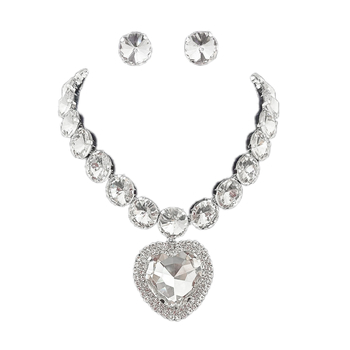 Set nakita: ogrlica i naušnice - rhinestones, elektroplating, klavikularni lanac, stil Exaggerated Love, šifra M90, ljeto 2025