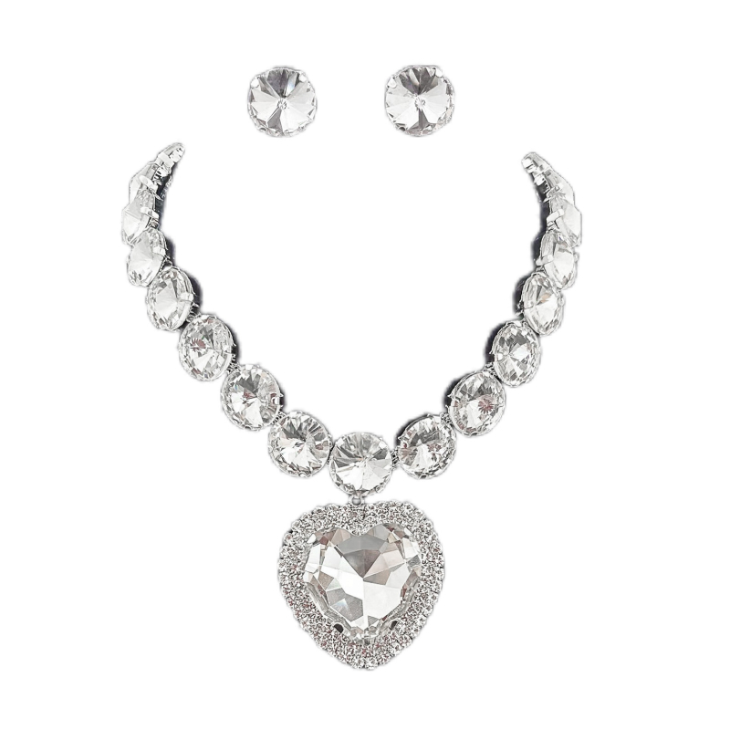 Set nakita: ogrlica i naušnice - rhinestones, elektroplating, klavikularni lanac, stil Exaggerated Love, šifra M90, ljeto 2025
