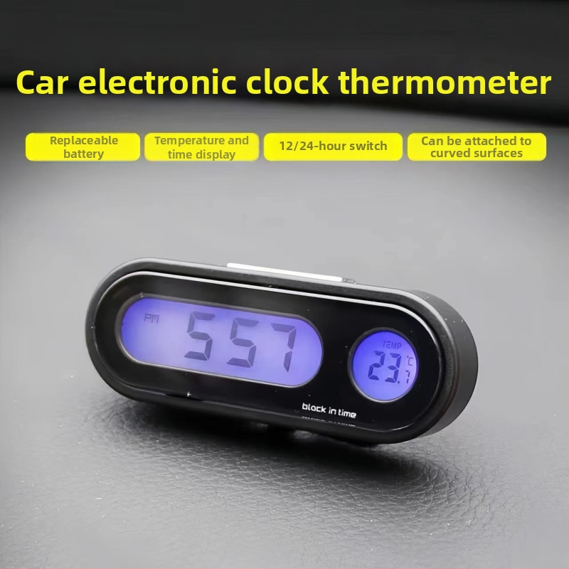 Automobiļa digitālais temperatūras un mitruma mērītājs ar uzsūkšanas stiprinājumu, caurspīdīgs LCD displejs, plastmasas korpuss, zīmols Town Head