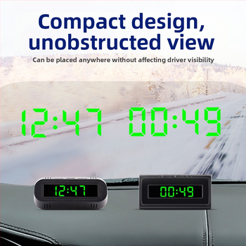 Automašīnas pulkstenis ar termometru un digitālo displeju – ABS materiāls, centrālā konsole, regulējams leņķis, zīmols Yiying