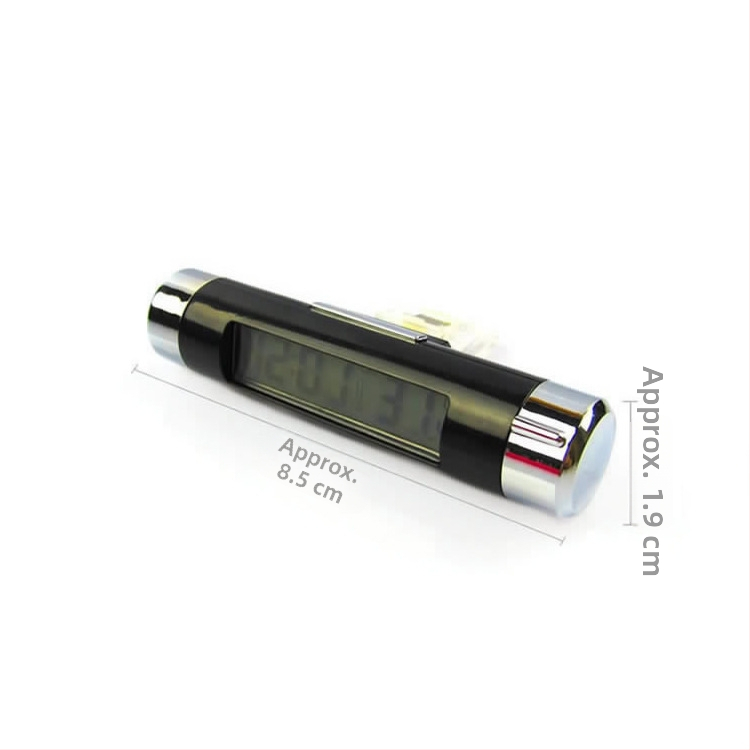 Auto pulkstenis ar elektronisko higrometru, laika un temperatūras displejs, plastmasas korpuss, regulējams leņķis, klips ventilācijas atverei