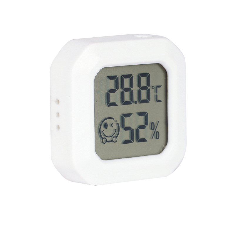 Μίνι τοίχου υγρα-θερμόμετρο με οθόνη ξηρού/υγρού, χαμογελαστό πρόσωπο, μπαταρία, αυτοκόλλητη ταινία διπλής όψεως για τοποθέτηση στο αυτοκίνητο, 0.1°C ανάλυση, ±1°C θερμοκρασία, ±5% RH υγρασία, Xinyang