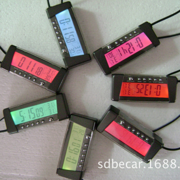 Transportlīdzekļa digitālais pulkstenis ar dubultu temperatūras sensoru un aizmugures apgaismojumu (ABS; universāls tips; digitālais temperatūras un mitrums mērītājs; zīmols BECAR; izcelsme Shunde)