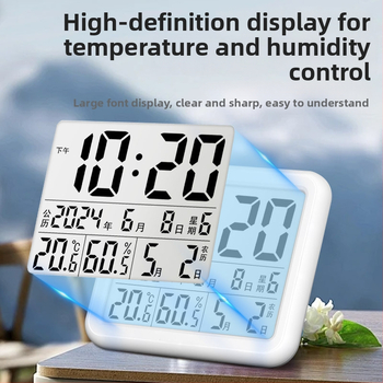 Εσωτερικό θερμόμετρο-υγρακόμετρο για οικιακή χρήση, κομψός σχεδιασμός, ένδειξη θερμοκρασίας δωματίου, υψηλή ακρίβεια, προβολή φάσεων σελήνης