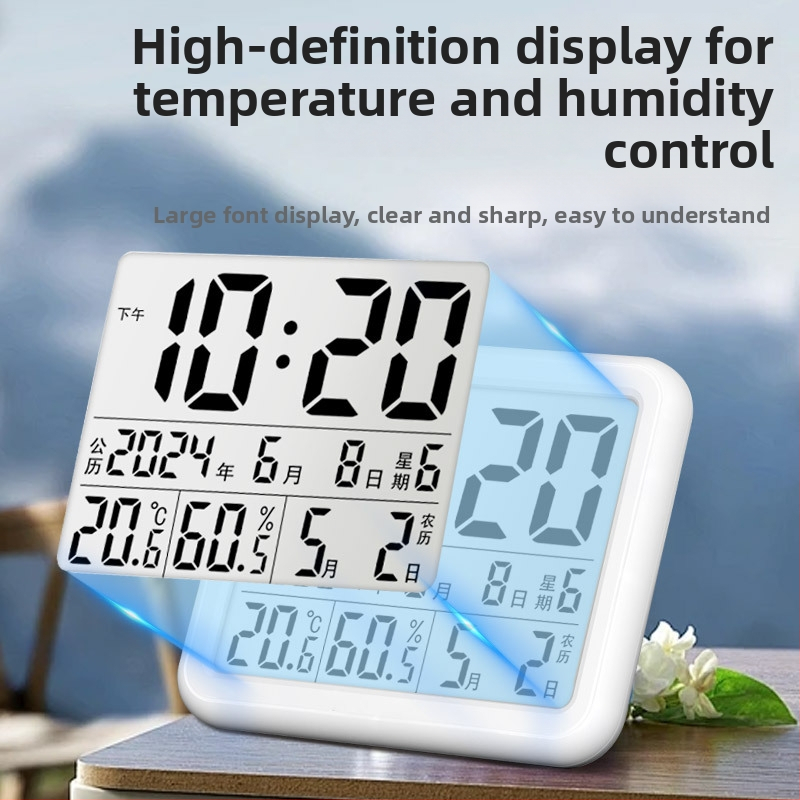 Εσωτερικό θερμόμετρο-υγρακόμετρο για οικιακή χρήση, κομψός σχεδιασμός, ένδειξη θερμοκρασίας δωματίου, υψηλή ακρίβεια, προβολή φάσεων σελήνης
