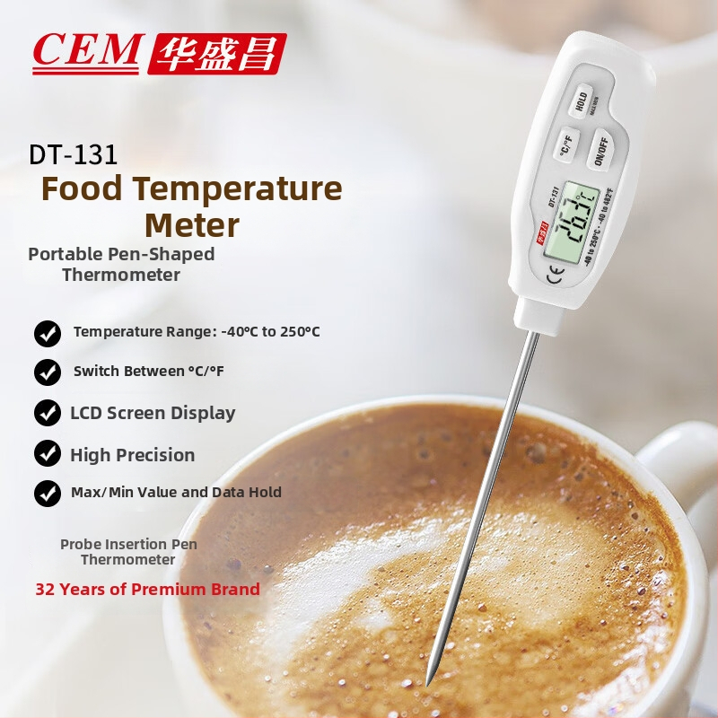 CEM DT-131 Senzor temperature tla i tekućine – Ugradni termometar za hranu, kućna upotreba
