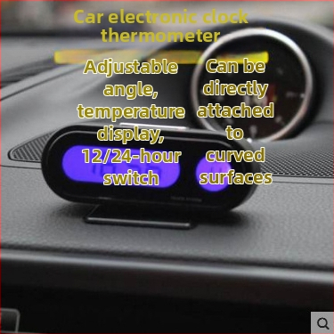 Town Head 3-in-1 auto digitālais temperatūras un mitruma mērītājs ar sprieguma detektoru, iekšējais un ārējais termometrs, elektroniskais pulkstenis