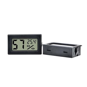 Mjerac temperature i vlage s ugrađenim zaslonom i napajanjem baterijom LR44 (1,5 V); točnost temperature ±1°C, točnost vlage ±1% RH