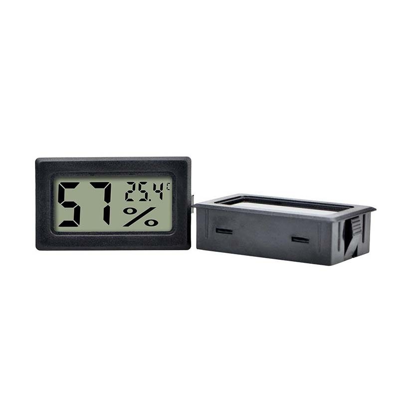 Mjerac temperature i vlage s ugrađenim zaslonom i napajanjem baterijom LR44 (1,5 V); točnost temperature ±1°C, točnost vlage ±1% RH