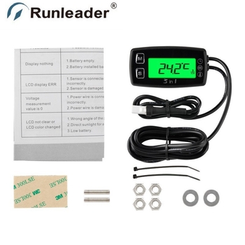 RL-TM005 Μονάδα παρακολούθησης κινητήρα για μοτοσικλέτα – PT100 αισθητήρας θερμοκρασίας, Θερμοκρασία λαδιού, Θερμοκρασία νερού, Μετρητής τάσης, Ρολόι