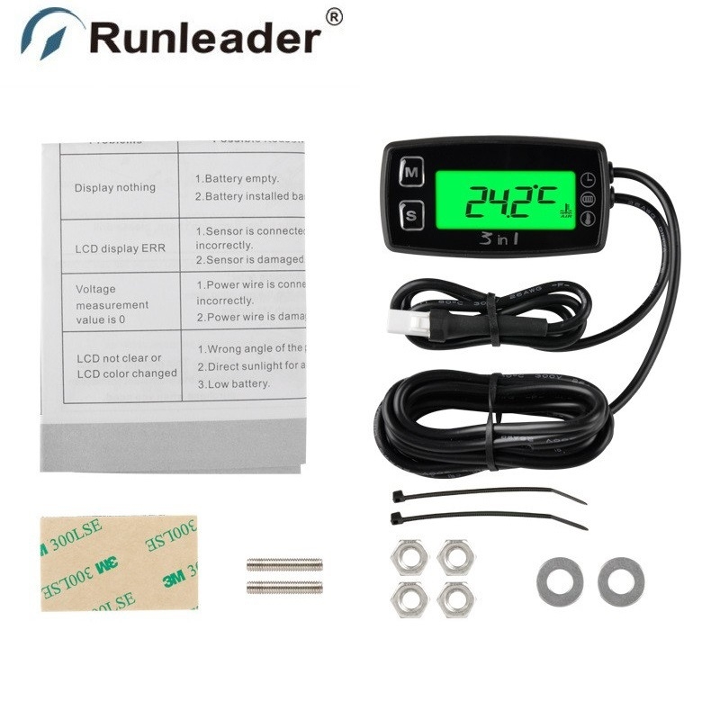 RL-TM005 Μονάδα παρακολούθησης κινητήρα για μοτοσικλέτα – PT100 αισθητήρας θερμοκρασίας, Θερμοκρασία λαδιού, Θερμοκρασία νερού, Μετρητής τάσης, Ρολόι