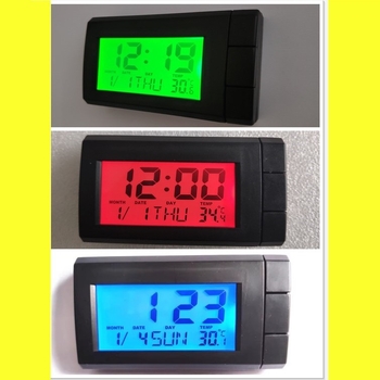 Autós digitális óra hőmérővel és páratartalom-mérővel, naptárral, világító kijelzővel