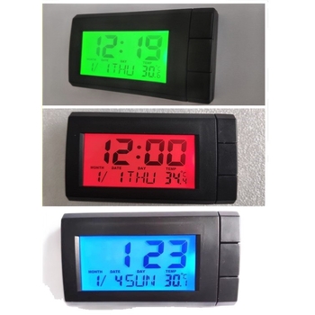 Autós digitális óra hőmérővel és páratartalom-mérővel, naptárral, világító kijelzővel