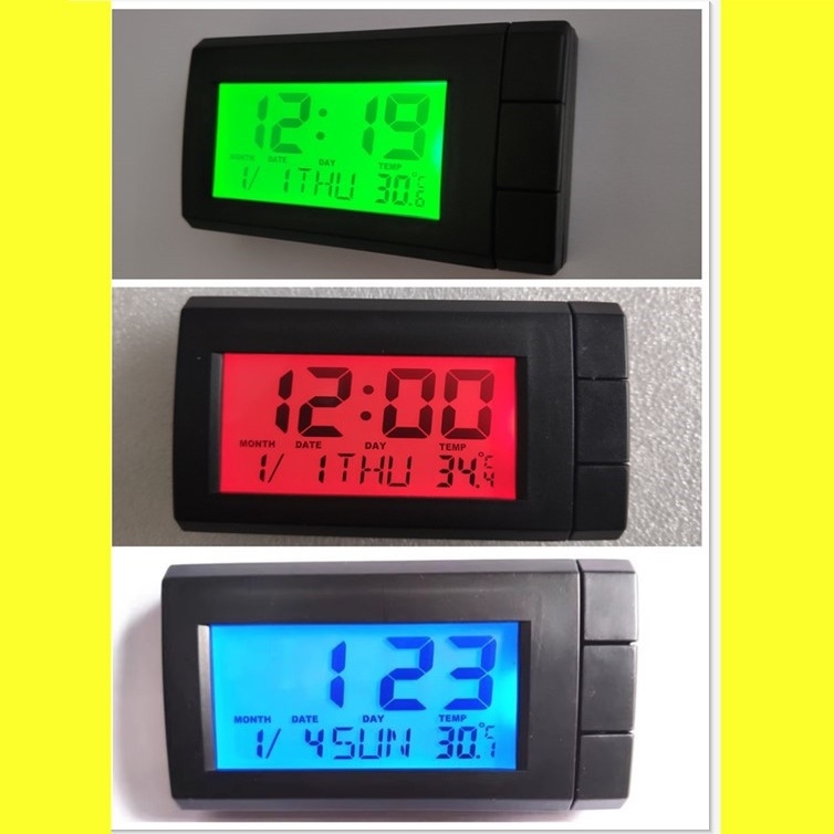 Autós digitális óra hőmérővel és páratartalom-mérővel, naptárral, világító kijelzővel