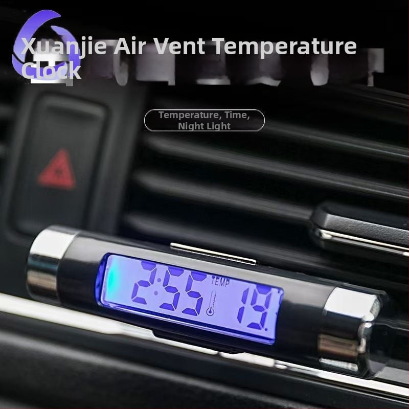 Автомобилен електронен часовник с дисплей за температура и влажност, нощно осветление, регулируем ъгъл