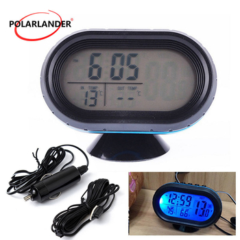 Polarlander 12-24V digitālais auto termometrs un voltmetrs ar displeju un luminiscējošu pulksteni, regulējams leņķa stiprinājums