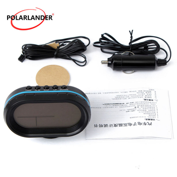 Polarlander 12-24V digitālais auto termometrs un voltmetrs ar displeju un luminiscējošu pulksteni, regulējams leņķa stiprinājums