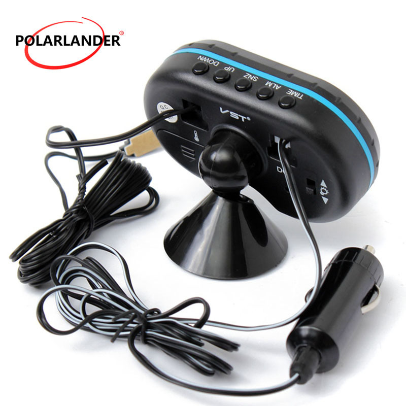 Polarlander 12-24V digitālais auto termometrs un voltmetrs ar displeju un luminiscējošu pulksteni, regulējams leņķa stiprinājums