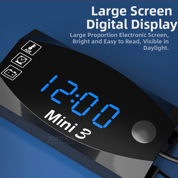 Motocikla 3-in-1 voltmetrs ar pulksteni, temperatūru un spriegumu, modeļa YL-M07, universāls 9–24V, pielāgota apstrāde