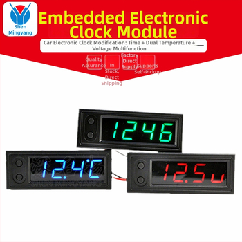 Iekšējais automašīnas pulksteņa modulis ar laika displeju, dubultu temperatūras sensoru un sprieguma uzraudzību
