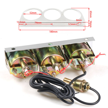 LED automobilio matuoklis – 3-in-1 matavimo priemonė vandens temperatūrai, alyvos slėgiui ir įtampai, 12V, Dyno Racing BX100816