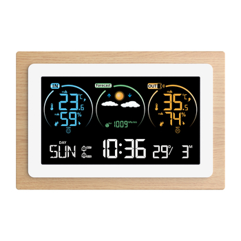 Σταθμός καιρού με ξύλινο περίβλημα, εσωτερική/εξωτερική θερμοκρασία και υγρασία, ασύρματη πρόγνωση καιρού, μοντέλο FJ3399C, ξυπνητήρι με λειτουργία αφύπνισης