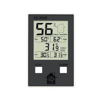 Beltéri elektronikus hőmérséklet- és páratartalom-mérő, nagy pontosságú, falra szerelhető vagy álló kivitel, babaszoba hőmérő