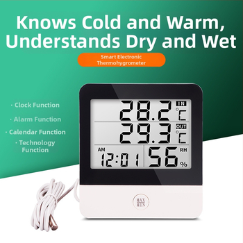 Електронен измервател за температура и влажност CJM-260A с водоустойчива сонда, памет за запис, температурен диапазон -50 до 70 °C, точност на влажността 0,01% RH