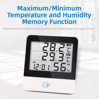 Електронен измервател за температура и влажност CJM-260A с водоустойчива сонда, памет за запис, температурен диапазон -50 до 70 °C, точност на влажността 0,01% RH