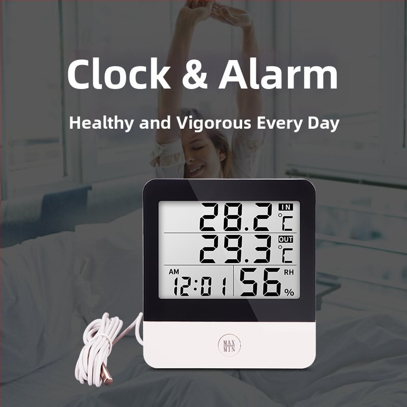 Електронен измервател за температура и влажност CJM-260A с водоустойчива сонда, памет за запис, температурен диапазон -50 до 70 °C, точност на влажността 0,01% RH