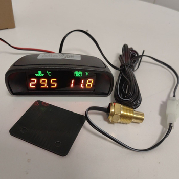 Voltmetru digital orizontal cu afișaj LED și măsurător de temperatură a apei pentru vehicule, 12V/24V
