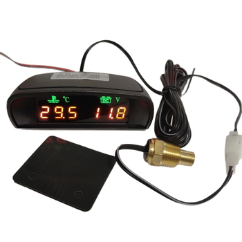 Voltmetru digital orizontal cu afișaj LED și măsurător de temperatură a apei pentru vehicule, 12V/24V