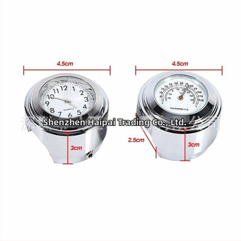 Motocikla stūres pulkstenis HPQ M25714 — alumīnija sakausējums — laika un temperatūras displejs