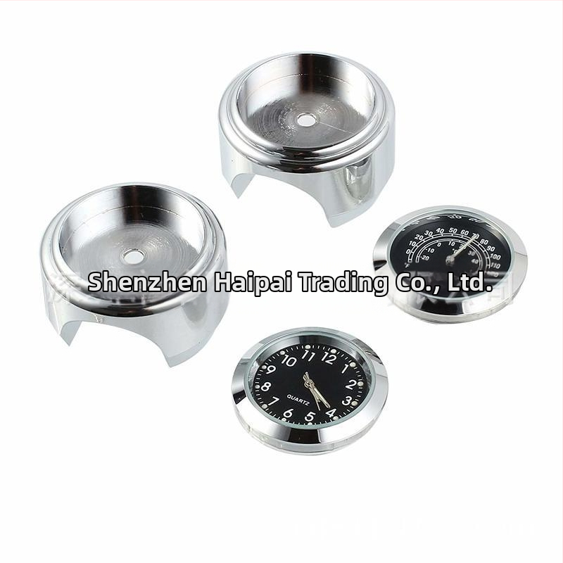 Motocikla stūres pulkstenis HPQ M25714 — alumīnija sakausējums — laika un temperatūras displejs