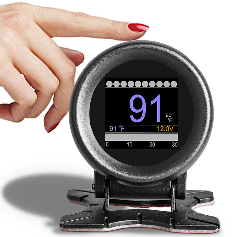 HUD αυτοκινήτου, κυκλική οθόνη, μοντέλο A205, HD ανάλυση, είσοδος OBD II (Υλικό ABS+PC; Τροφοδοσία OBD II; Βάρος 230 g)