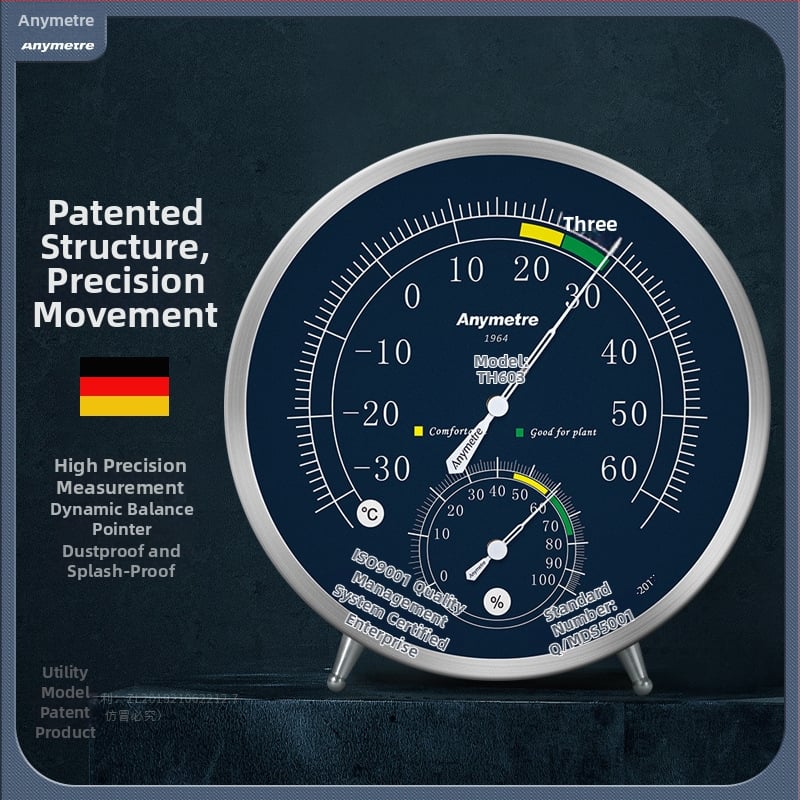 TH603 Vidaus termometras ir higrometras – be baterijos, aukšta tikslumas matuojant temperatūrą ir drėgmę.