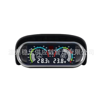 Stable LCD automobilio prietaisas – dviejų funkcijų skaitmeninis vandens temperatūros matuoklis ir voltmetras, 12/24V, geležinis korpusas, svoris 0,139 kg