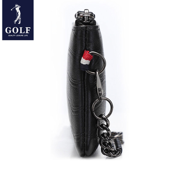 Valódi bőrből készült kulcstartó táska, függőleges, négyszerzetes formájú, cipzáras nyitás, egységes dizájn, üzleti stílus.