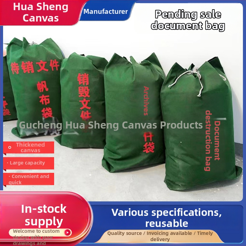 Απόρρητη τσάντα εγγράφων για αποθήκευση, καμβάς με κορδόνι κλεισίματος, κατασκευή με βάση και πλευρικά πάνελ, προσαρμοζόμενη τσάντα μεταφορών από Huasheng Canvas