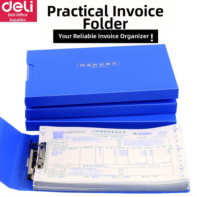 Deli 5355 Plastmasas rēķinu mapīte ar vienu stingru klipsu, ūdensdroša