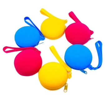 Силиконова кръгла монетник за деца, водоустойчива чанта за ключове и слушалки