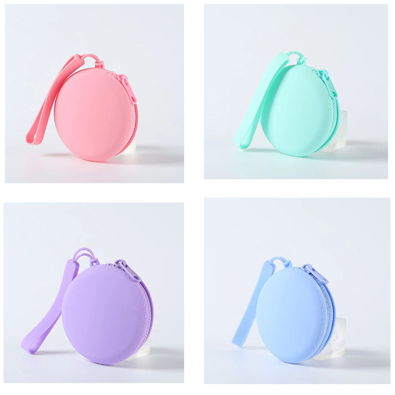 Силиконова кръгла монетник за деца, водоустойчива чанта за ключове и слушалки